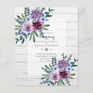 Flyer Convites de Casamento Floral Ameixa ORÇAMENTO MAIS