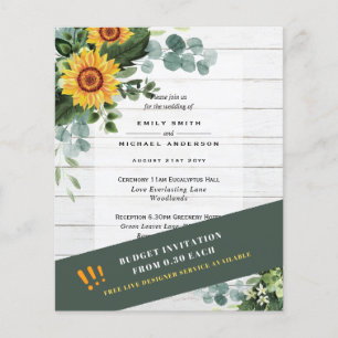 Flyer CONVITES DE CASAMENTO MAIS BARATOS Girassóis Euca