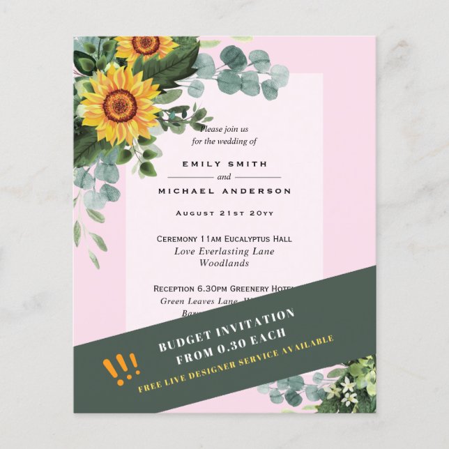 Flyer CONVITES DE CASAMENTO MAIS BARATOS Girassóis Eucal (Frente)