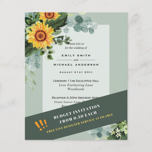 Flyer CONVITES DE CASAMENTO MAIS BARATOS Girassóis Eucal (Frente)