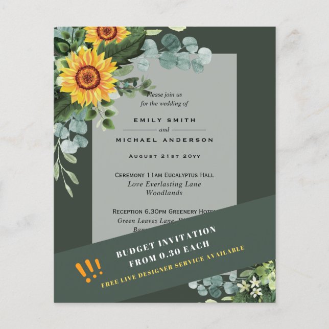 Flyer CONVITES DE CASAMENTO MAIS BARATOS Girassóis Eucal (Frente)