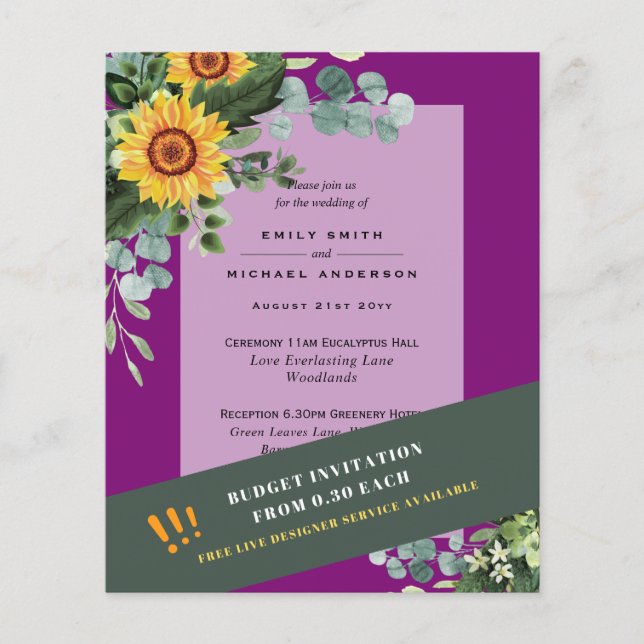 Flyer CONVITES DE CASAMENTO MAIS BARATOS Girassóis Eucal (Frente)