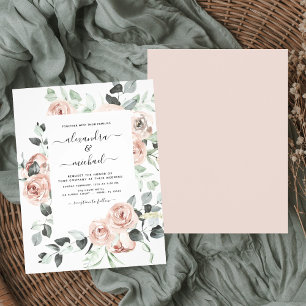 Flyer Convites para Casamento Verde Rosa-Cinza com Durez
