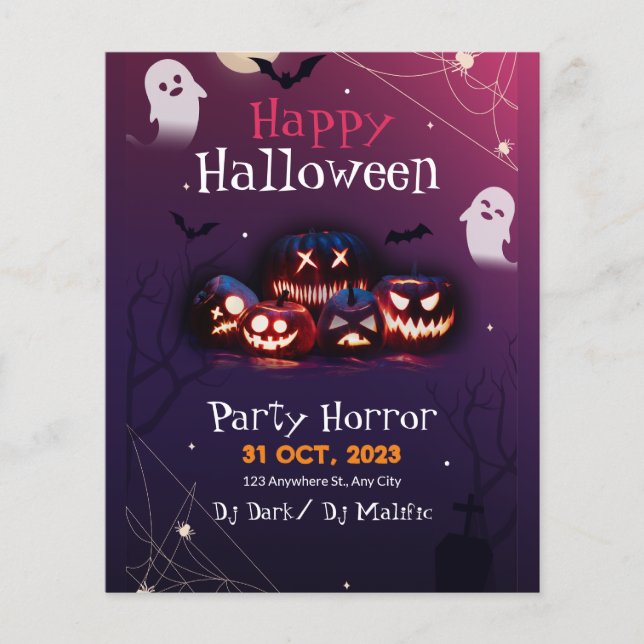 Flyer Convocação para Festa de Halloween, Halloween (Frente)