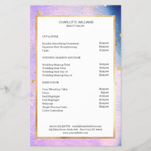 Flyer Cor d'água moderna - azul rosa Dourado