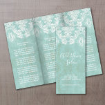 Flyer Cor damasco de Vintagem Azul de Gelo com Término G<br><div class="desc">Um design de pequena empresa com uma área para nome de empresa e informações de contato na frente. Também inclui um lugar na dentro do anúncio para adicionar uma lista de serviços ou uma lista de preços. É preparado para dobrar a brochura quando a receber. Um padrão de vintage com...</div>