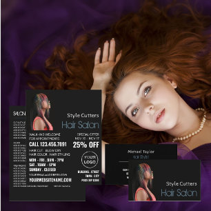 Flyer Cor de Cabelo da Moda, Estilista de Cabelo, Anúnci