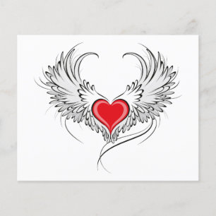 Flyer Coração Anjo Vermelho com asas
