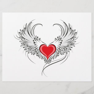 Flyer Coração Anjo Vermelho com asas