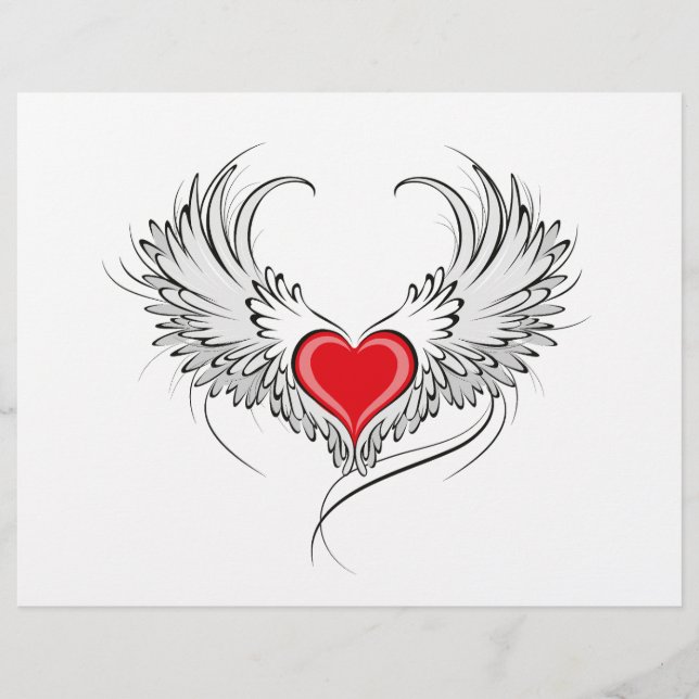 Flyer Coração Anjo Vermelho com asas (Frente)