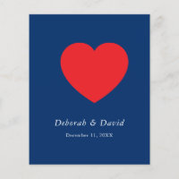 Coração Vermelho Azul Casamento Minimalista Modern