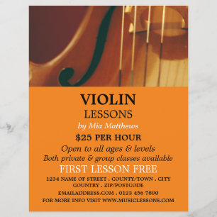 Flyer Cordas de Violino, Anúncios De Lições De Violin