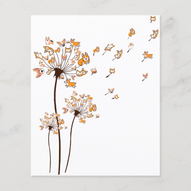 Flyer Corgi Flower Dandelion Camisa Cão Cachorro (Frente)