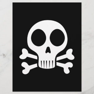 Flyer crânio assustador sobre fundo negro