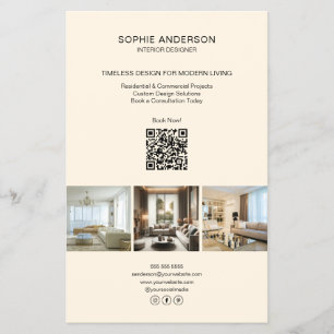 Flyer Creme de QR de Foto Personalizado Moderno Profissi