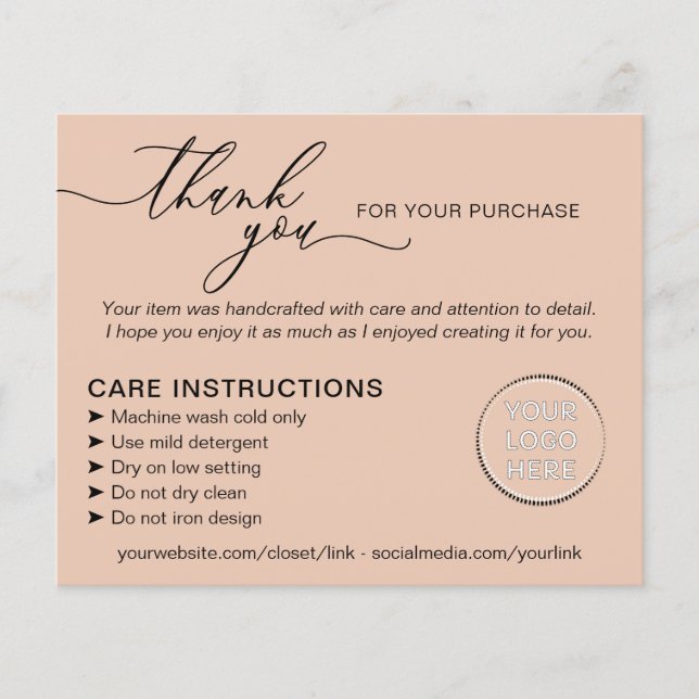 Flyer Creme Obrigado Lave Instruções de Cuidados (Frente)