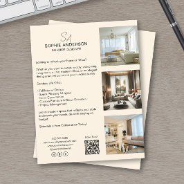 Flyer Creme QR Foto Monograma Profissional Empresarial
