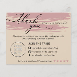 Flyer Creme Rosa Pink Store Pequena Empresa Obrigado
