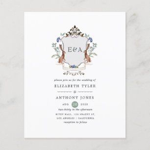 Flyer Crest Monograma Casamento Floresta Aquarela Louro