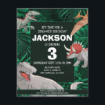 Flyer Crianças Orçamentárias Dino Trex Dinossaur Convite<br><div class="desc">Este design de dinossauro é excelente para o aniversariante na sua vida. Deem-lhes um dia de dino-ácaro com este design dino com o tema "trex",  triceratops,  brontosauro,  pterodátilo e raptor.</div>
