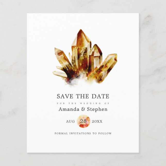 Flyer Cristais de Olho de Tigre Casamento Save The Date (Frente)