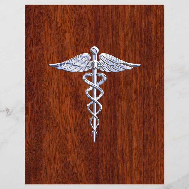 Flyer Cromo Como Caduceus Símbolo Médico Estilo Mahogany (Frente)