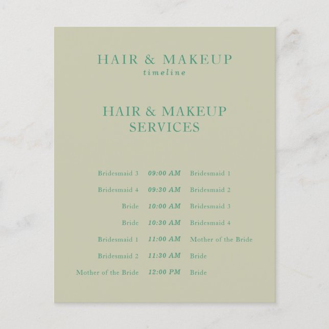Flyer Cronograma de Cabelo e Maquiagem de Casamento com  (Frente)