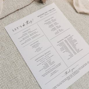 Flyer Cronograma de Detalhes do Dia de Casamento do Boho