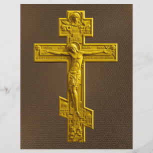 Flyer Cruz ortodoxa russa ouro