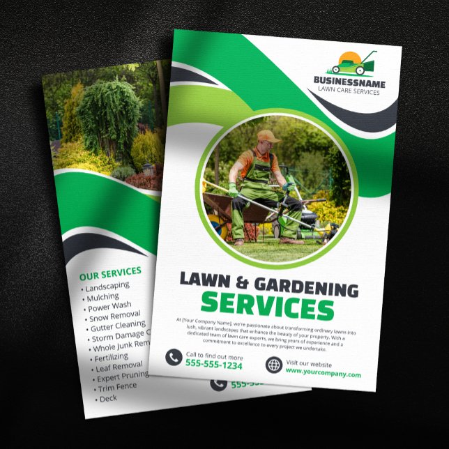 Flyer Cuidado com Gramado Cortando Grama Mulching Paisag (Criador carregado)