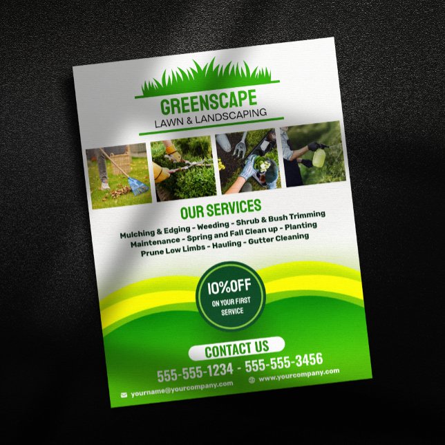 Flyer Cuidado com o gramado verde Serviço de corte e pai (Criador carregado)