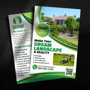 Flyer Cuidado com o Jardim, Paisagismo, Corte de Grama, 