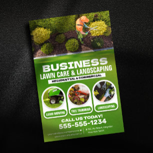 Flyer Cuidado moderno de gramados e paisagismo corte de