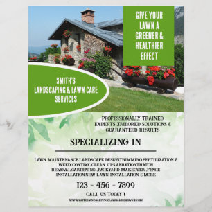 Flyer Cuidado moderno de jardim corte de grama paisagism