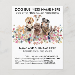 Flyer Cuidador de animais de estimação preto botânico pa