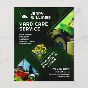 Flyer Cuidados geométricos com tons verdes modernos