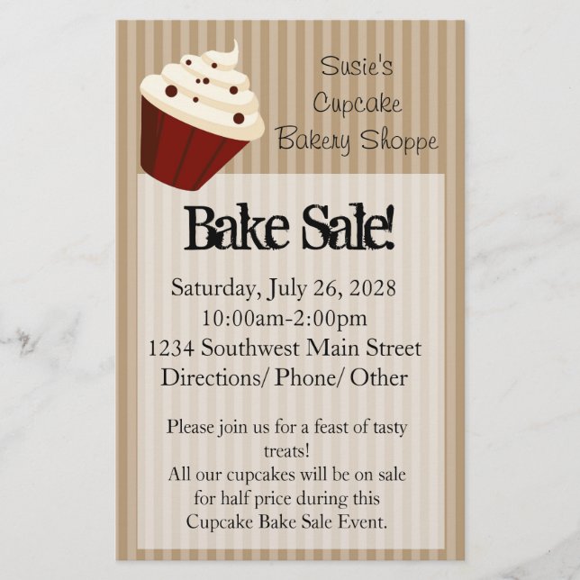 Flyer Cupcake com tiras de Mocha Suave (Frente)