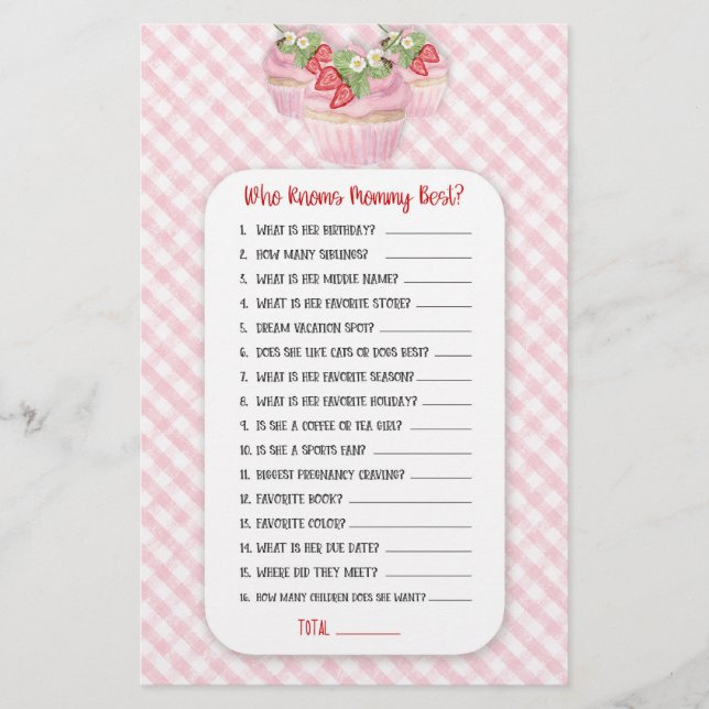 Flyer Cupcake de morango bebê para ser Chá (Frente)