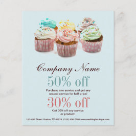 Flyer cupcake elegante de padaria feminino e elegante