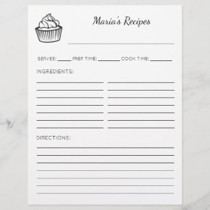 Flyer Cupcake Illustration Personalized Recipe Pages
