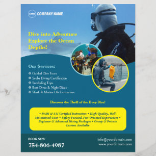 Flyer Curso de mergulho Scuba Personalizado