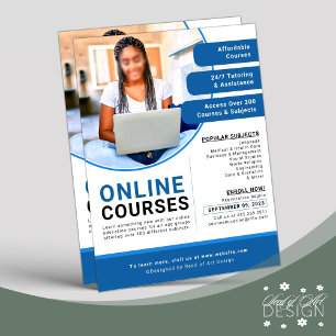 Flyer Curso educacional Online White Azul Profissional