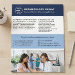 Flyer Custom Logo QR Dermatologist Dermatology Clinic<br><div class="desc">Promote your dermatology clinic with a professional, customizable flyer designed to help attract new patients and clearly showcase your services. Ideal for dermatologists, skin care clinics, and medical practices, this flyer allows you to add your logo, clinic information, services, and a QR code that links directly to your website or...</div>