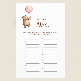 Flyer Cute Bear Balloon ABC Baby Shower Game