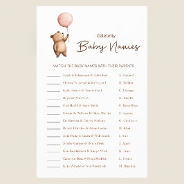 Flyer Cute Bear Balloon Baby Shower Celebrity Names Game