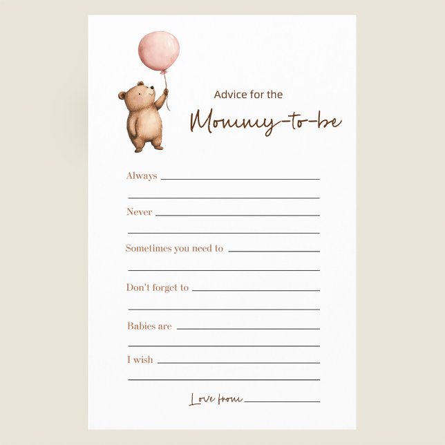 Flyer Cute Bear Balloon Mommy-to-be Advice  (Criador carregado)