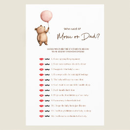Flyer Cute Bear "Mom or Dad?" Baby Shower Game