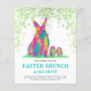 Flyer Cute Easter Bunny Egg Hunt and Brunch Teal 