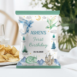 Flyer Cute Watercolor Dragon Birthday Chip Bag Wrapper