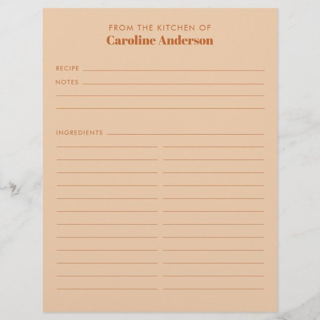 Flyer Da Cozinha Moderna Receita Marrom Tan Personalizad (Frente)